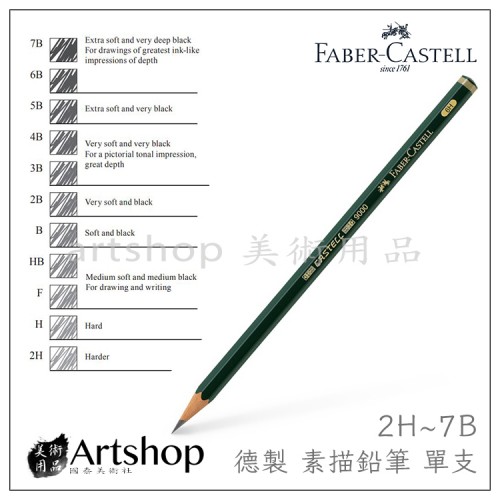 德國 FABER 輝柏 9000 藝術家繪圖素描鉛筆 (2H-7B) 德製 單支